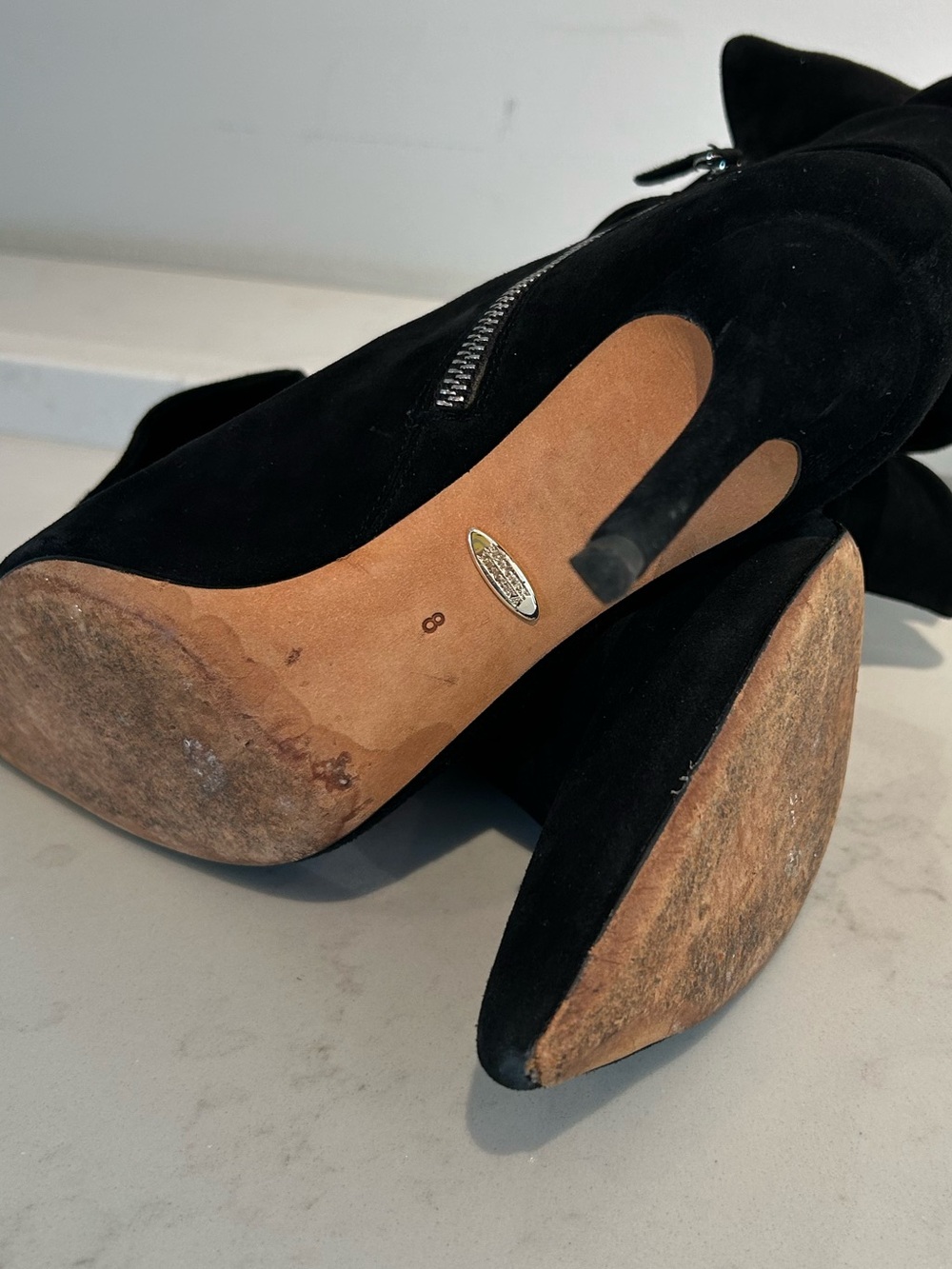 Badgley Mischka Suede Stiletto Booties, Size 8 - Picture 5 of 7